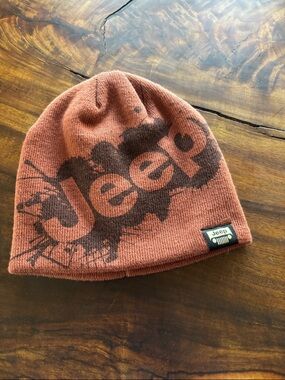 Jeep Rust Brown Knit Logo Beanie